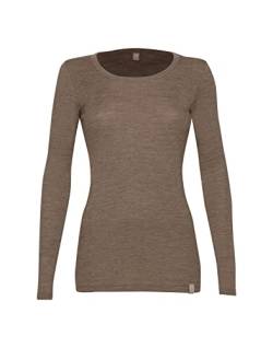 Dilling Langarmshirt aus 100% natürlicher Merinowolle für Damen Braun meliert 44 von Dilling