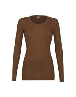 Dilling Langarmshirt aus 100% natürlicher Merinowolle für Damen Haselnuss 36 von Dilling