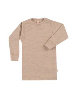 Dilling Langarmshirt aus natürlicher Merinowolle für Babys Beige meliert von Dilling