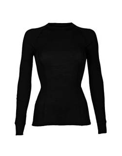 Dilling Merino Langarmshirt für Damen aus 100% Bio-Merinowolle Schwarz 36 von Dilling