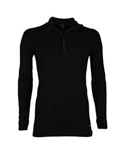 Dilling Merino Langarmshirt für Herren - mit Reißverschluss Schwarz M von Dilling