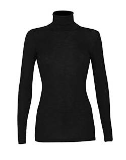 Dilling Rollkragen Shirt für Damen aus 100% Bio-Merinowolle Schwarz 36 von Dilling