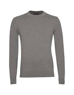 Dilling Rundhals Pullover aus Merinowolle für Herren Grau Melange von Dilling