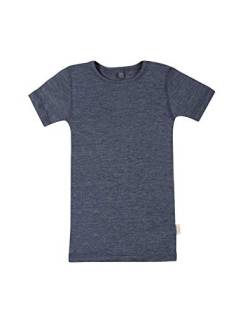 Dilling T-Shirt für Kinder aus Bio Wolle & Seide Blau meliert 110-116 von Dilling