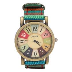 Dilwe Hippie-Uhr, Wunderschöne Messing-PU-Leder-Skurril-Boho-Hippie-Uhr mit Mehrfarbigem Bohemian-Stil, Wunderbar Als Geschenk für Geburtstagsfeiern (Blau) von Dilwe