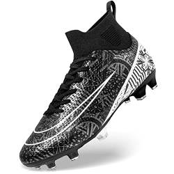 DimaiGlobal Fußballschuhe Herren High Top Spike Microfaser Cleats Professionelle Fussballschuhe Jugendliche Athletics Trainingsschuhe Outdoor Sportschuhe Fußball Stiefel 40EU Schwarz von DimaiGlobal