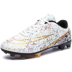 DimaiGlobal Fußballschuhe Herren Spike Microfaser Cleats Professionelle Fussballschuhe Kinder Jugendliche Athletics Trainingsschuhe Outdoor Sportschuhe Fußball Stiefel 36EU Weiß von DimaiGlobal