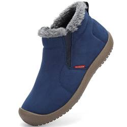 DimaiGlobal Herren Winterschuhe Kunstfell Warm Gefüttert Schneestiefel Winter Outdoor rutschfeste Winterstiefel Stiefeletten 44EU Blau-2 von DimaiGlobal