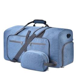 Dimayar Duffle Bag für Reisen, faltbare Seesack mit Schuhfach und verstellbarem Riemen, Reisetasche mit Kulturbeutel, C Blau, 40L von Dimayar