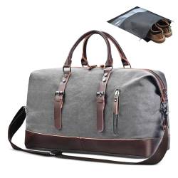 Dimayar Reisetasche für Reisen, 60 l, Segeltuch, Wochenendtasche, Handgepäcktasche für Herren, mit Schuhtasche, GRAU von Dimayar