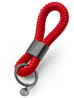 Schlüsselanhänger im maritimen Desing | Schlüsselanhäner Seil | Schlüsselanhänger schwarz | Schlüsselanhänger edel in vielen Farben| (hot red) von Dinalu