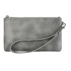 DingGuagua Handgelenktasche für Damen Handgelenktasche Handtasche für Herren Business Casual Clutch-Taschen aus PU Leder Brieftasche für Freizeit Büro -Für Tägliche Oder Reisenutzung,Grau von DingGuagua