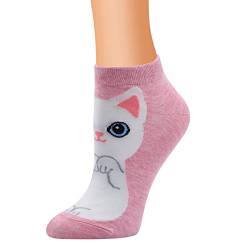 Damen Cartoon Trend Socken Kreative Damensocken Katze Persönlichkeit Damensocken Socken 31-34 Mädchen Pferde (Pink, One Size) von Dinnesis