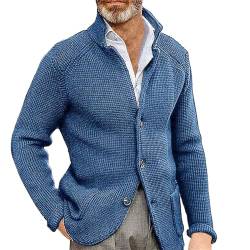 Dinnesis Cardigan Herren Strick Anzugjacke Blau Männer Regular Fit Strickjacke Frühling Herbst Freizeitanzug Blazer Klassisch Sakko Geeignet Für Party Datum Abschlussball Hochzeit Smoking von Dinnesis