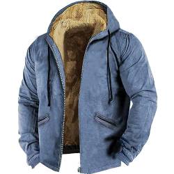 Dinnesis Farblich passende Herren-Baumwolljacke mit Kapuze und Reißverschluss Mantel Wildlederoptik (Blue, XXXXL) von Dinnesis