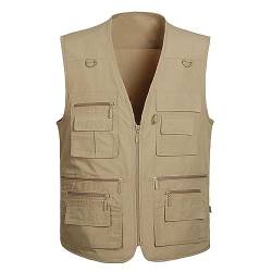 Dinnesis Herren Sommer Outdoor Weste Angeln Weste ärmellos Freizeit Jagd Herrenwesten Trekking Wander Weste Reporterwesten Safari Weste mit Vielen Taschen Leichte Funktionale Arbeitsweste von Dinnesis