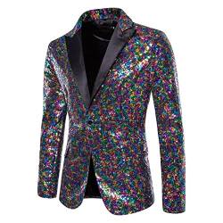 Dinnesis Sakko Herren Sportlich Regular Herren Blazer Anzugjacke aus Pailletten Mode Glitzer Jacke Sakko Mantel Anzugjacke für Hochzeit, Abschlussball, Party von Dinnesis