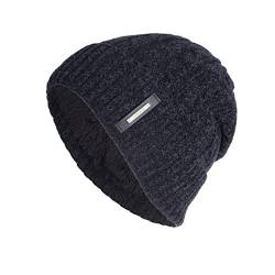 Frauen Männer Jungen Unisexstrickmütze Absicherung Kopf Mützen warm Outdoor-Mode Feste Winterhut Wintermütze Mit Ohrenklappen Herren (Navy, One Size) von Dinnesis