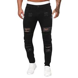 Herren Jeans Hose Herrenjeans Skinny Jeans Herren Zerrissen Jeanshose Skinny Röhrenjeans Biker Stretch Regular Slim Fit Straight Sportjeans Herrenhose Stretch von Dinnesis