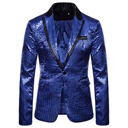 Sakko Herren Sportlich Regular Fit - Pailletten Blazer Herren Karneval Anzugjacke Langarm Steampunk-Jacke Vintage Freizeitjacke Mit Knopf Smoking Jacket Glitter-Sakko Für Hochzeit, Party, Festlich von Dinnesis