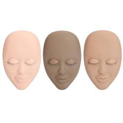 3-Farben-Wimpern-Mannequin-Kopf Zum Üben mit 9 Paar Einlagigen Ersetzten Augenlidern Kompakt und Leicht für das Make-up-Training von Dioche