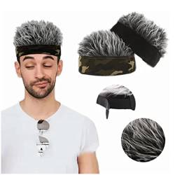 Kurze Herren-Perückenmütze, Herren-Stirnband-Perücke, Camouflage, Größe Anpassen, Grau für Partys von Dioche