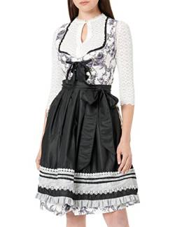 Dirndline Damen Dirndl Kleid für besondere Anlässe, grau/schwarz/weiß, XXS von Dirndline