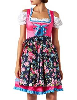 Dirndline Damen Dirndl mit Blumensch?rze Kleid f?r besondere Anl?sse, pink/Gemustert, L von Dirndline