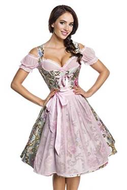 Dirndline Damen Premium Brokat-Dirndl inkl. Bluse Kleid f?r besondere Anl?sse, rosa/Gemustert, M von Dirndline