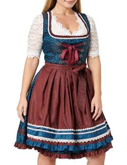 Dirndline Damen Premium Dirndl Kleid f?r besondere Anl?sse, blau/dunkelrot, S von Dirndline