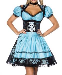 Dirndline Damen Premium Dirndl mit Bluse Kleid f?r besondere Anl?sse, blau/schwarz, 2XL von Dirndline