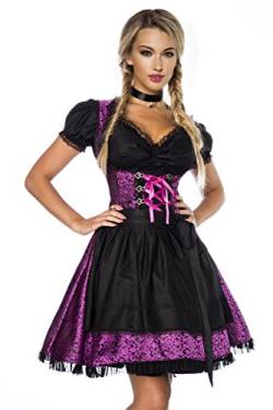 Dirndline Damen Premium Dirndl mit Bluse Kleid für besondere Anlässe, lila/schwarz, XS von Dirndline