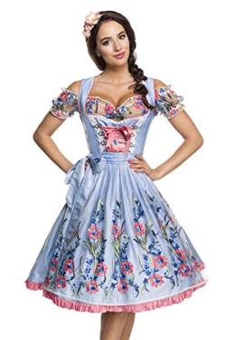 Dirndline Damen Romantisches Dirndl inkl. Spitzenbluse Kleid f?r besondere Anl?sse, blau/rosa/wei?, 3XL von Dirndline