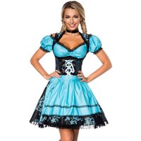 Dirndline Dirndl 3-tlg. Set: Premium Dirndl mit Bluse und Schürze blau schwarz Jacquard von Dirndline