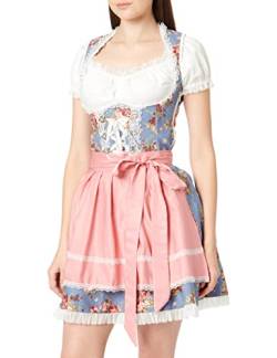 atixo Dirndline Damen Premium Dirndl mit Bluse Kleid f?r besondere Anl?sse, blau/rosa/wei?, 2XL von Dirndline