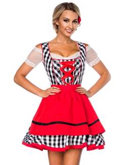 atixo Dirndline Damen Traditionelles Minidirndl Kleid f?r besondere Anl?sse, schwarz/wei?/rot, M von Dirndline