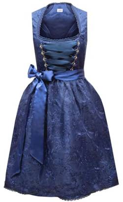 Dirndlspatz Midi Dirndl Damen aus Exklusiver Kollektion inkl. Spitzenschürze dunkelblau blau 1004 Gr. 36 von Dirndlspatz