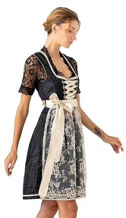 Dirndlspatz Midi Dirndl Damen aus Exklusiver Kollektion inkl. Spitzenschürze schwarz 1003 Gr. 34 von Dirndlspatz