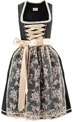 Midi Dirndl Damen schwarz aus Exklusiver Kollektion inkl. Spitzenschürze Gr. 42 von Dirndlspatz