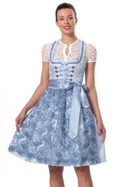 Dirndlwelle 60CM Dirndl Damen mit Schürze Dirndl Blau Dirndl für Damen Square Kragen Dirndl Damen Midi Dirndl Damen Lang Gr.42 von Dirndlwelle