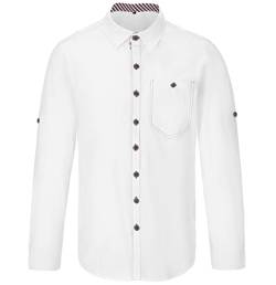 Dirndlwelle Herren Trachtenhemd Langarm Oktoberfest Weiß Stehkragen 100% Baumwolle Lässig Hemd Gr.XL von Dirndlwelle