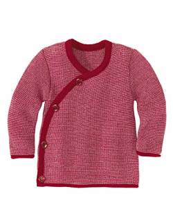 Disana MELANGE-JACKE, 100% Bio-Merinowolle GOTS, IVN Best | mit Wickelverschluss | Newborn Baby Kleinkind Kind Unisex | Made in Germany | Bordeaux-Rosé Gr. 62-68 von Disana