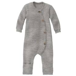 Disana STRICK-OVERALL, 100% Bio-Merinowolle GOTS, IVN Best | Mit Umklapp-Bündchen an den Beinen | Newborn Neugeborene Baby Unisex | Baby Erstausstattung | Made in Germany | Grau Gr. 50-56 von Disana