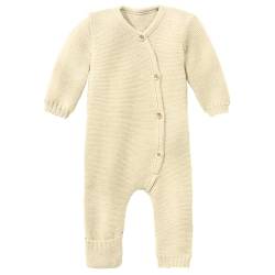 Disana STRICK-OVERALL, 100% Bio-Merinowolle GOTS, IVN Best | Mit Umklapp-Bündchen an den Beinen | Newborn Neugeborene Baby Unisex | Baby Erstausstattung | Made in Germany | Natur Gr. 62-68 von Disana