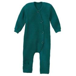 Disana STRICK-OVERALL, 100% Bio-Merinowolle GOTS, IVN Best | Mit Umklapp-Bündchen an den Beinen | Newborn Neugeborene Baby Unisex | Baby Erstausstattung | Made in Germany | Pacific Gr. 74-80 von Disana