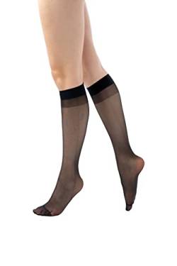 Disée Damen Knee High Kniestrümpfe 20 DEN supersofte Overknees, venenfreundlich mit verstärkter Fußspitze, Farben:schwarz, SockSizes:o/s von Disée