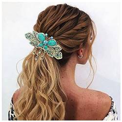 Blume Schmetterling Haarspangen Jahrgang Französisch Strass Haarspangen Krallen Blumen Haarspangen Zubehör für Frauen Mädchen Teenageralter (Blau A) von Dishowme