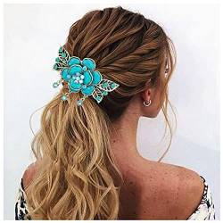 Blume Schmetterling Haarspangen Jahrgang Französisch Strass Haarspangen Krallen Blumen Haarspangen Zubehör für Frauen Mädchen Teenageralter (Blau B) von Dishowme