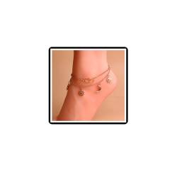 Dishowme Sonne Mond Fußkettchen Armband Lariat Herz Fußkette Boho geschichtete Sonnenblume Halbmond Sommer Strand Barfuß Sandale Schmuck für Frauen Mädchen (Gold) von Dishowme