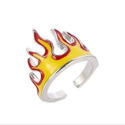 Feuer Flamme Ring Punk Knuckle Ring Kreativer Hip Hop Gelenk Fingerring Einstellbarer Schmuck für Frauen Männer Mädchen Jungen (Gelb) von Dishowme